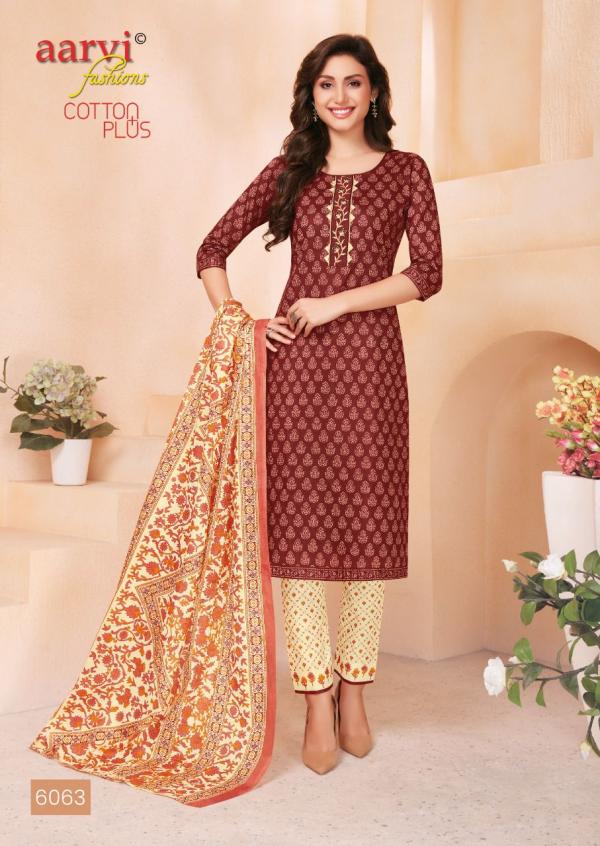 Aarvi Cotton Plus Cotton Embroidery Designer Readymade Suit